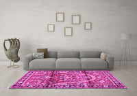 Machine Washable Persian Pink Traditional Rug, wshtr4338pnk