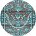 Round Persian Light Blue Traditional Rug, tr4338lblu