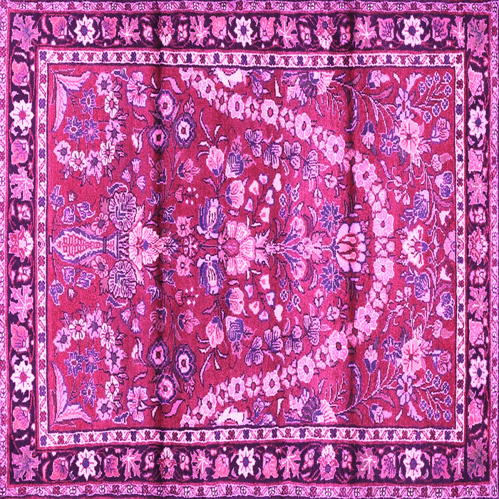 Square Machine Washable Persian Pink Traditional Rug, wshtr4338pnk