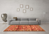 Machine Washable Persian Orange Traditional Rug, wshtr4338org