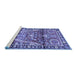 Sideview of Machine Washable Persian Blue Traditional Rug, wshtr4338blu