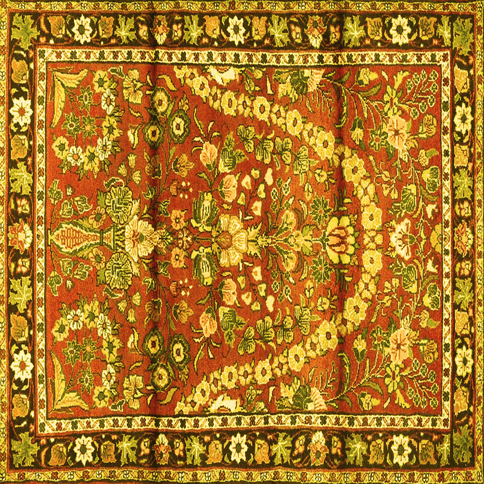Square Machine Washable Persian Yellow Traditional Rug, wshtr4338yw
