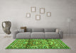 Machine Washable Persian Green Traditional Area Rugs in a Living Room,, wshtr4338grn