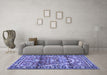 Machine Washable Persian Blue Traditional Rug in a Living Room, wshtr4338blu