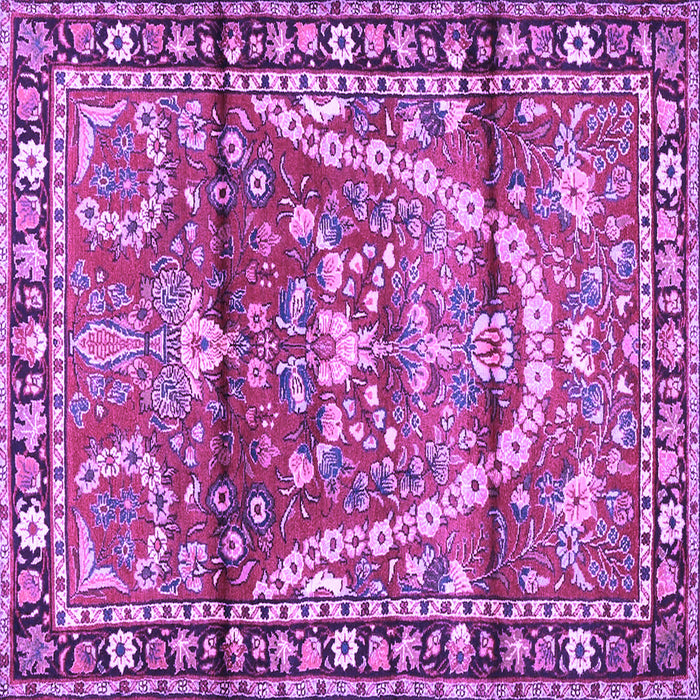 Square Machine Washable Persian Purple Traditional Area Rugs, wshtr4338pur