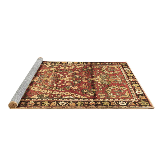 Sideview of Machine Washable Persian Brown Traditional Rug, wshtr4338brn