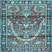 Square Machine Washable Persian Light Blue Traditional Rug, wshtr4338lblu