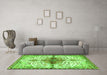 Machine Washable Persian Green Traditional Area Rugs in a Living Room,, wshtr4339grn