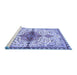 Sideview of Machine Washable Persian Blue Traditional Rug, wshtr4339blu