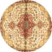 Round Persian Brown Traditional Rug, tr4339brn