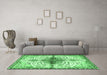 Machine Washable Persian Emerald Green Traditional Area Rugs in a Living Room,, wshtr4339emgrn