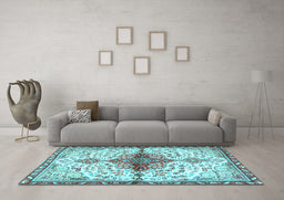 Machine Washable Persian Light Blue Traditional Rug in a Living Room, wshtr4339lblu