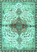 Machine Washable Persian Turquoise Traditional Area Rugs, wshtr4339turq