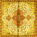 Square Machine Washable Persian Yellow Traditional Rug, wshtr4339yw