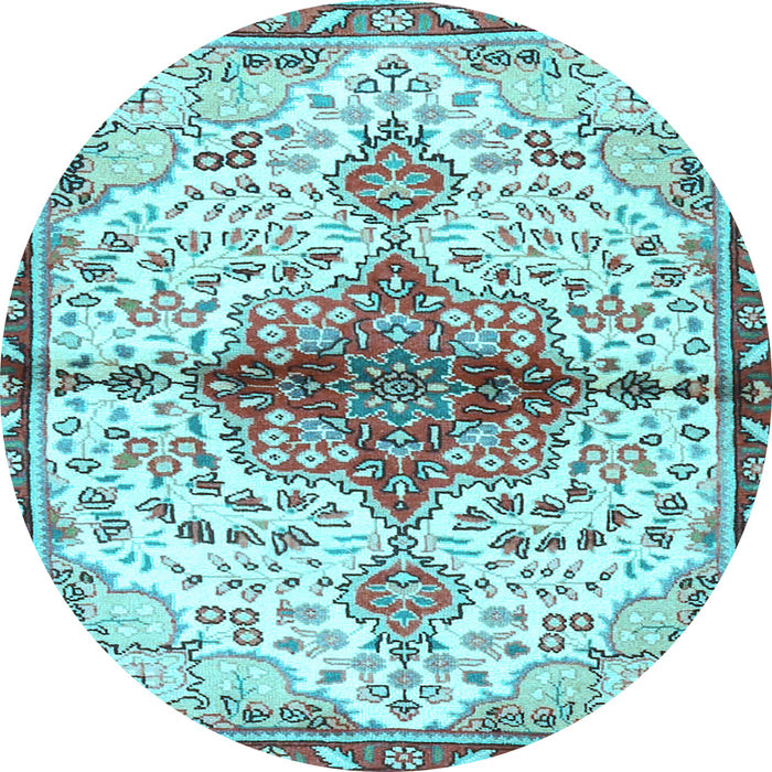 Round Machine Washable Persian Light Blue Traditional Rug, wshtr4339lblu
