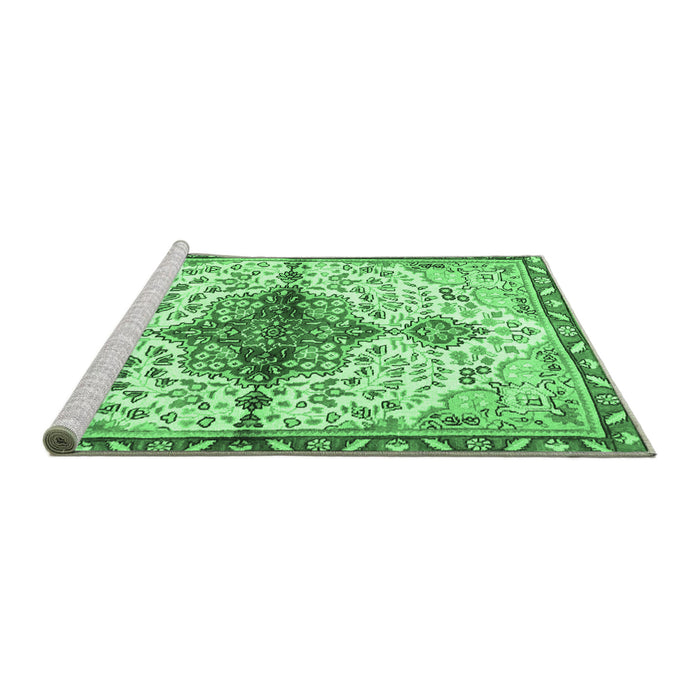 Sideview of Machine Washable Persian Emerald Green Traditional Area Rugs, wshtr4339emgrn