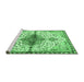 Sideview of Machine Washable Persian Emerald Green Traditional Area Rugs, wshtr4339emgrn