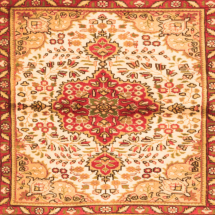 Round Machine Washable Persian Orange Traditional Area Rugs, wshtr4339org