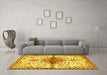 Machine Washable Persian Yellow Traditional Rug in a Living Room, wshtr4339yw