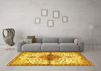 Machine Washable Persian Yellow Traditional Rug, wshtr4339yw