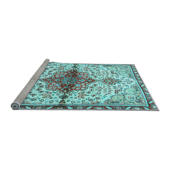 Sideview of Machine Washable Persian Light Blue Traditional Rug, wshtr4339lblu