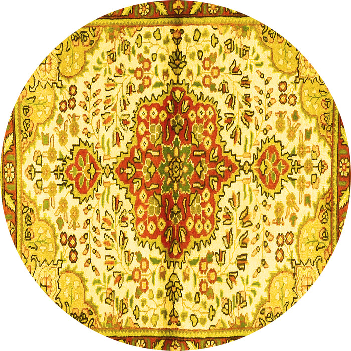 Round Persian Yellow Traditional Rug, tr4339yw