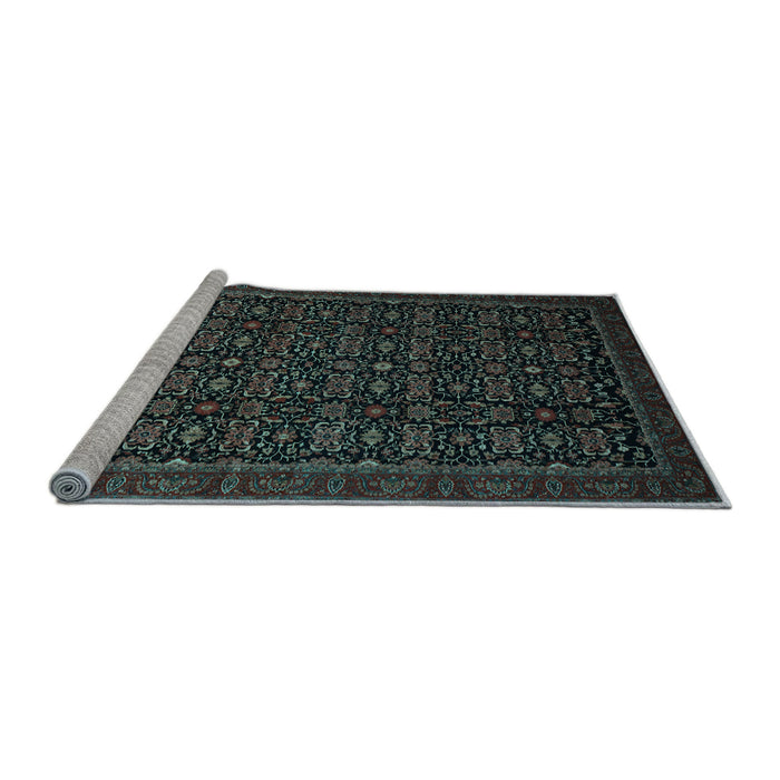 Sideview of Machine Washable Persian Light Blue Traditional Rug, wshtr433lblu
