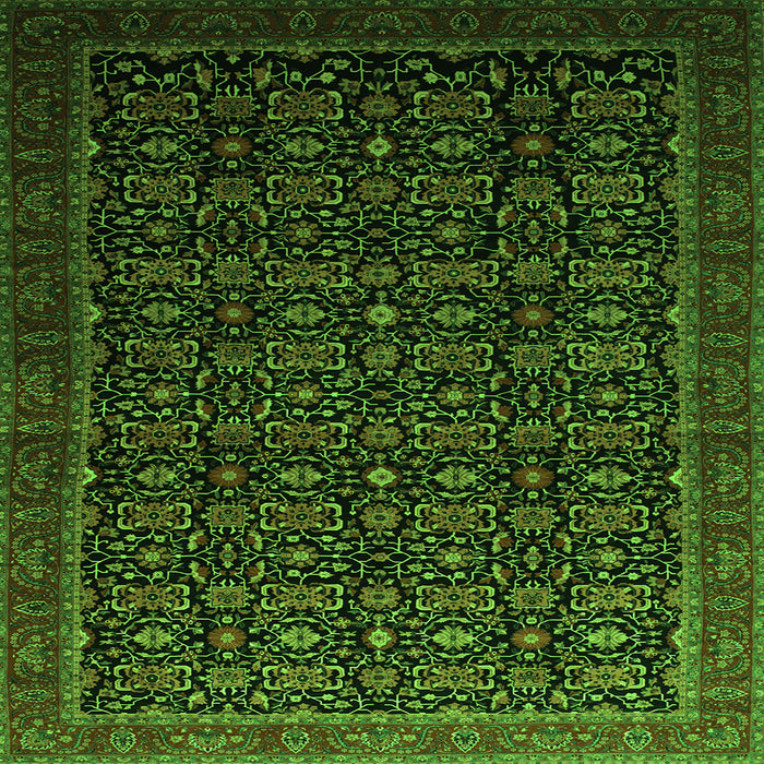 Round Machine Washable Persian Green Traditional Area Rugs, wshtr433grn