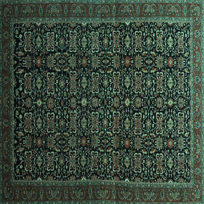 Square Machine Washable Persian Turquoise Traditional Area Rugs, wshtr433turq