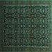 Square Machine Washable Persian Turquoise Traditional Area Rugs, wshtr433turq