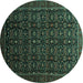 Round Persian Turquoise Traditional Rug, tr433turq