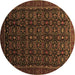 Round Machine Washable Persian Brown Traditional Rug, wshtr433brn