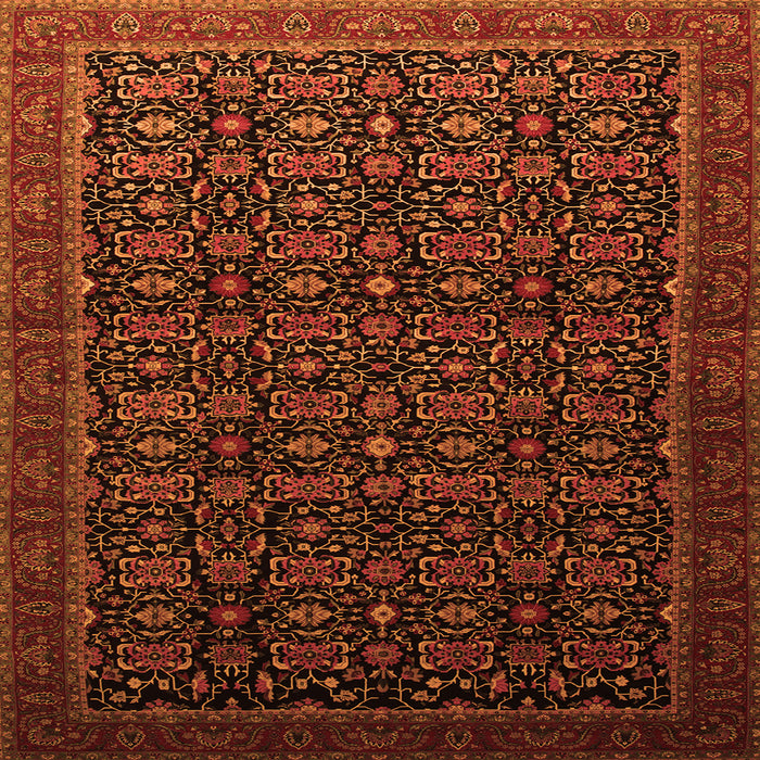 Round Machine Washable Persian Orange Traditional Area Rugs, wshtr433org