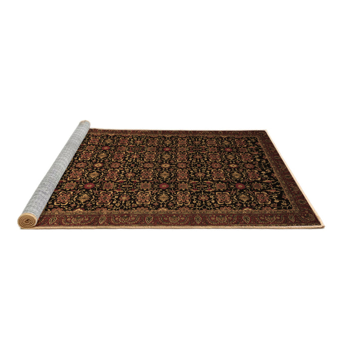 Sideview of Machine Washable Persian Brown Traditional Rug, wshtr433brn
