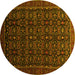 Round Machine Washable Persian Yellow Traditional Rug, wshtr433yw