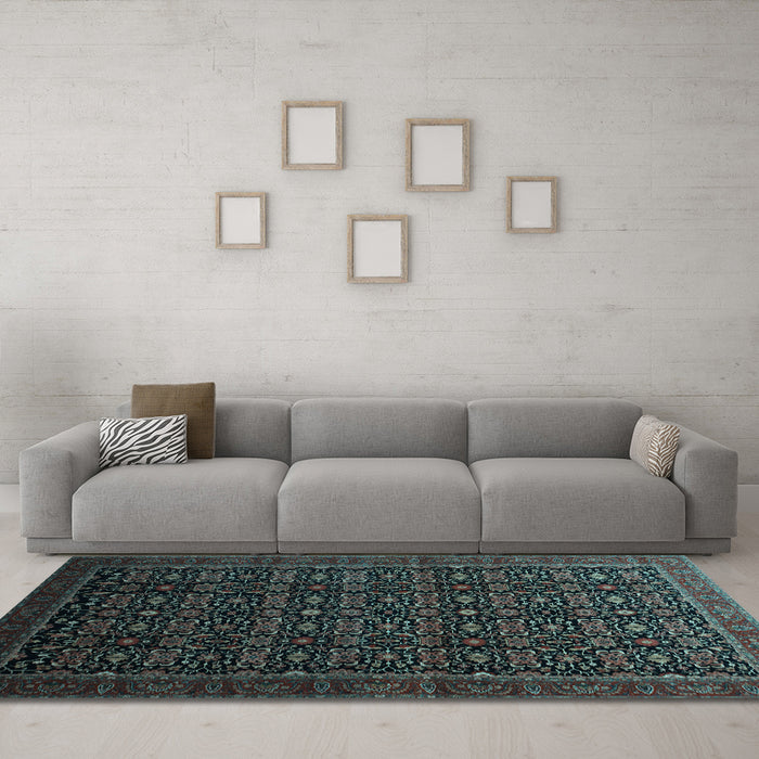 Machine Washable Persian Light Blue Traditional Rug in a Living Room, wshtr433lblu