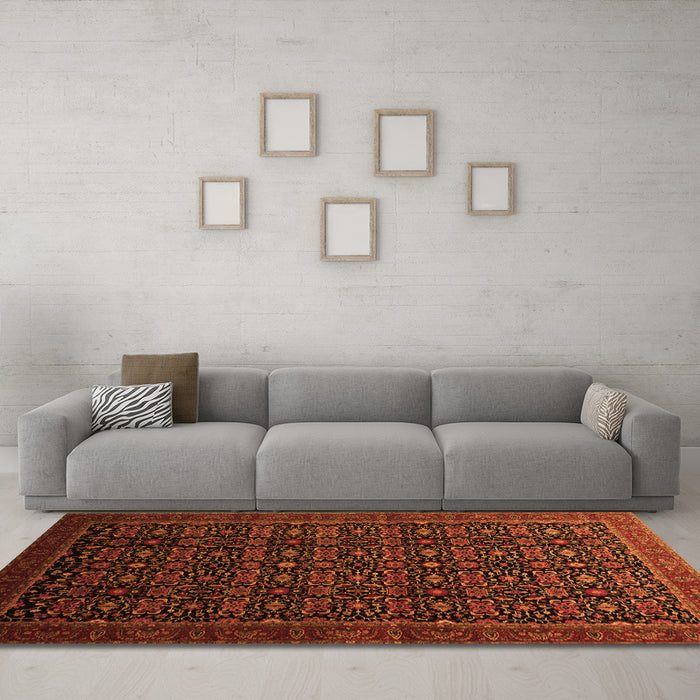 Machine Washable Persian Orange Traditional Area Rugs in a Living Room, wshtr433org