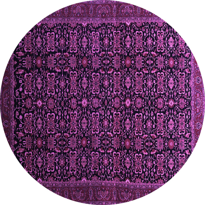 Round Persian Purple Traditional Rug, tr433pur