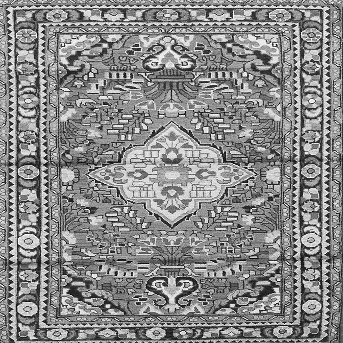 Round Machine Washable Medallion Gray Traditional Rug, wshtr4340gry