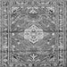 Round Machine Washable Medallion Gray Traditional Rug, wshtr4340gry