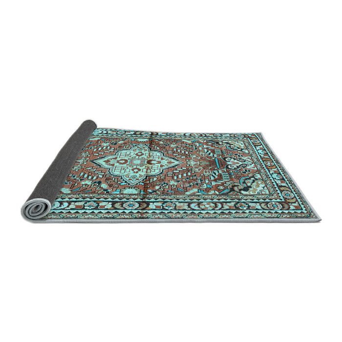 Sideview of Medallion Light Blue Traditional Rug, tr4340lblu