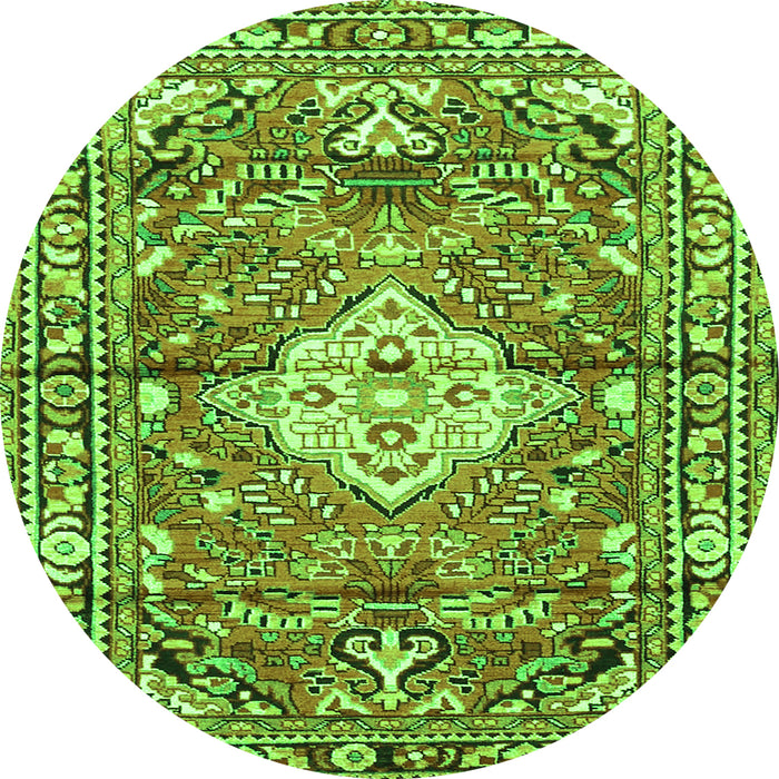 Square Medallion Green Traditional Rug, tr4340grn