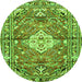 Square Medallion Green Traditional Rug, tr4340grn