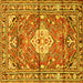 Square Machine Washable Medallion Yellow Traditional Rug, wshtr4340yw