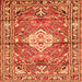 Round Machine Washable Medallion Orange Traditional Area Rugs, wshtr4340org