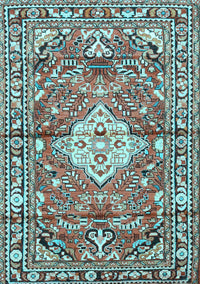 Medallion Light Blue Traditional Rug, tr4340lblu