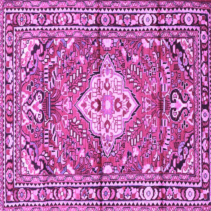 Square Machine Washable Medallion Purple Traditional Area Rugs, wshtr4340pur