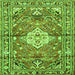 Serging Thickness of Medallion Green Traditional Rug, tr4340grn