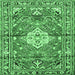 Square Machine Washable Medallion Emerald Green Traditional Area Rugs, wshtr4340emgrn