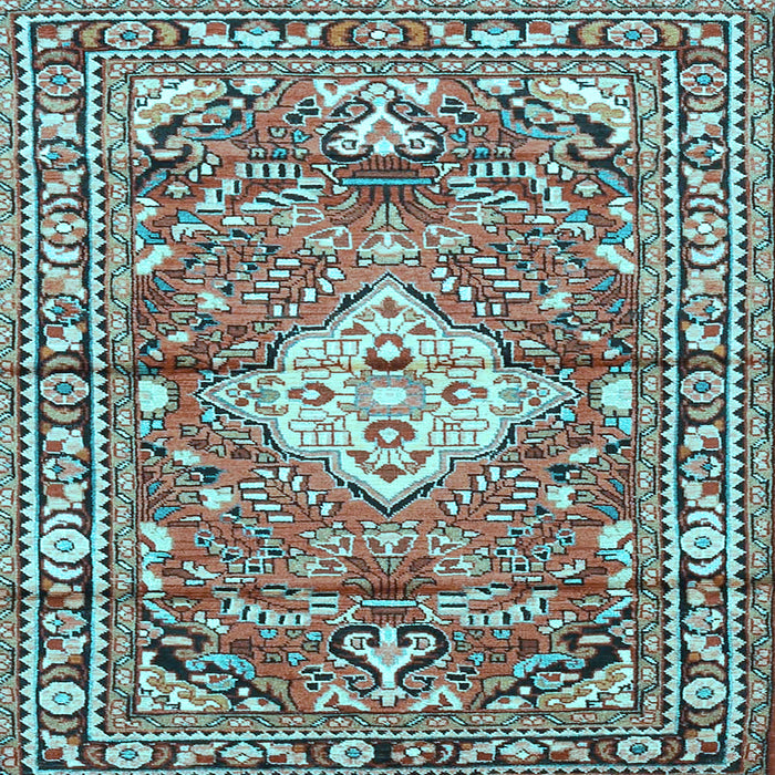Square Medallion Light Blue Traditional Rug, tr4340lblu